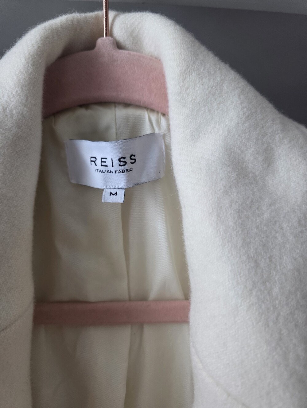 Reiss Cream Double-Breasted Wool / CashmerePea Coat - Picture 15 of 16